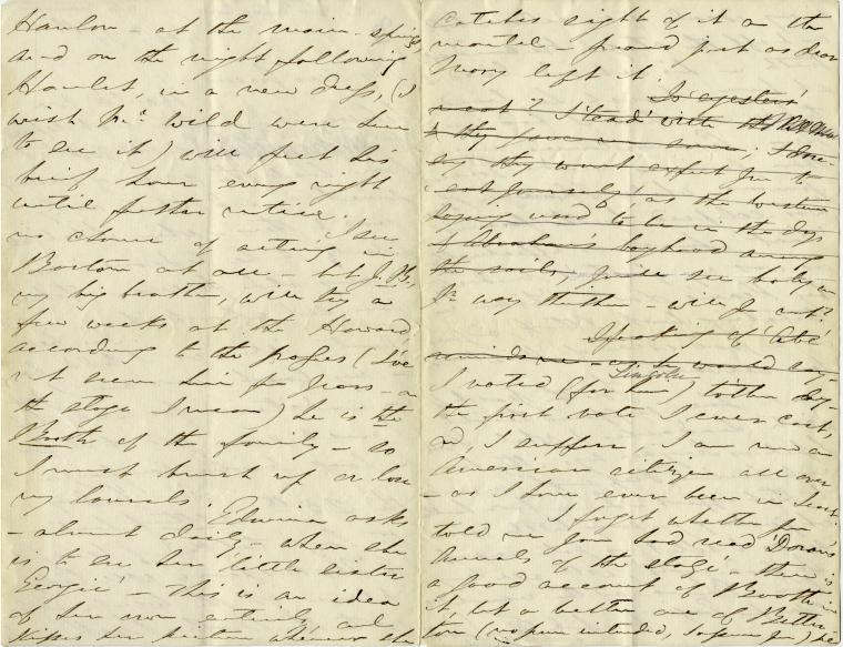 Letter to Emma F. Carey from Edwin Booth regarding benefit performance of Julius Caesar, November 11, 1864