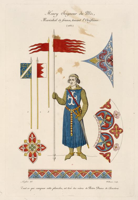Henry [sic] seigneur du Mèz, maréschal de France, tenant l'oriflâme. (1265)