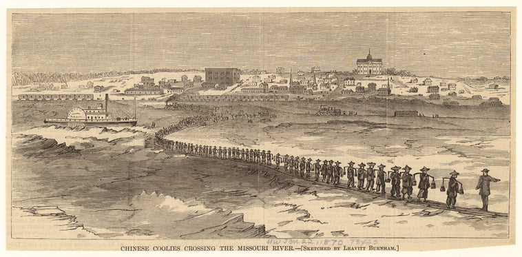 Chinese coolies crossing the Missouri River