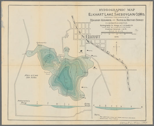 Hydrographic map of Elkhart Lake, Sheboygan Co. Wis.