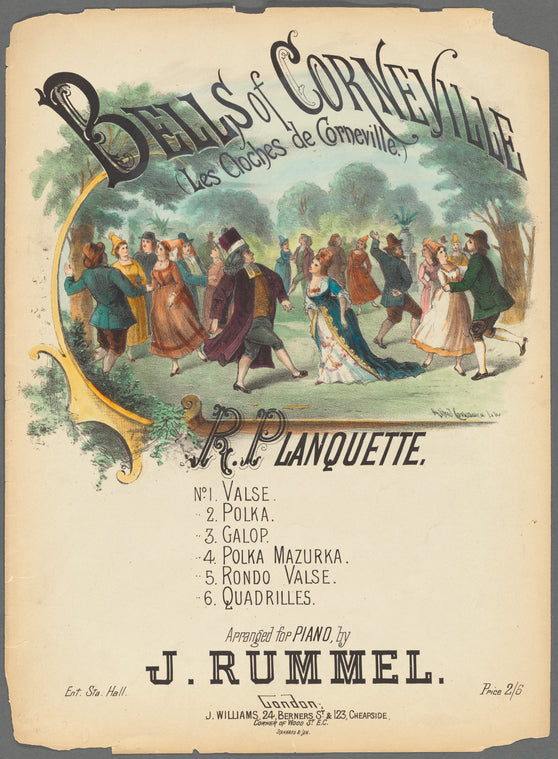 Bells of Corneville (Les cloches de Corneville) ... [composed by] R[obert] Planquette, arranged for piano by J. Rummel