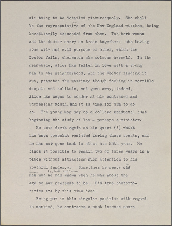 The Dolliver Romance. Holograph sketch scenario. [1863?]