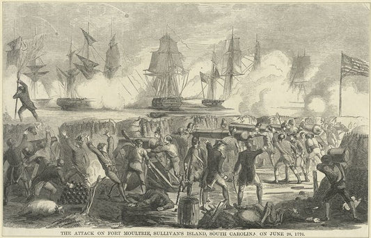 The attack on Fort Moultrie, Sullivan's Island, South Carolina, on June 28, 1776.