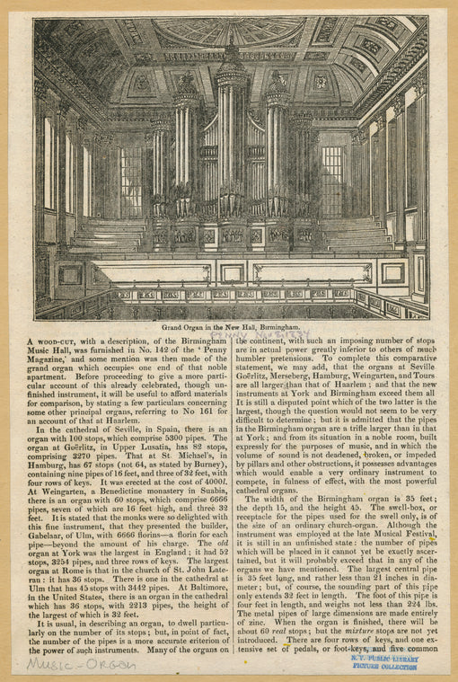 Grand organ in the New Hall, Birmingham.