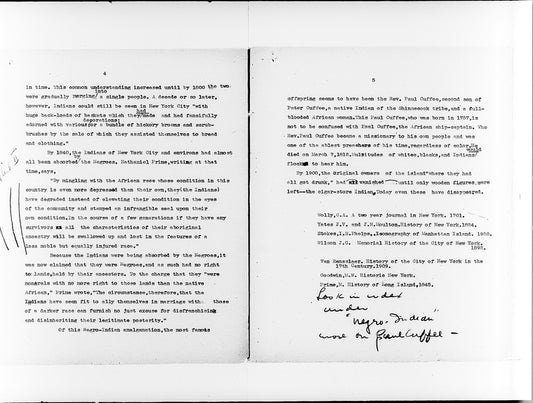 "Negro-Indian Relations in Early New York City"