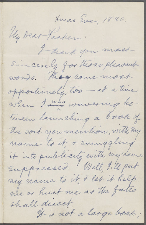 Parker, [Rev. Edwin P.], ALS to. Dec. 24, 1880.