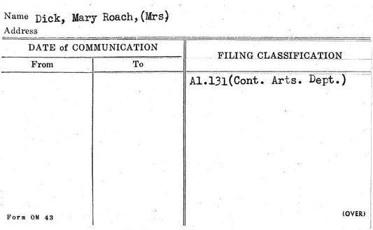 Dick, Mary Roach, (Mrs.)