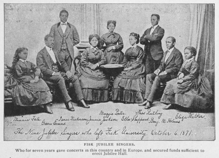 Fisk jubilee singers : Who for seven years gave concerts in this country and in Europe, and secured funds sufficient to erect Jubilee Hall
