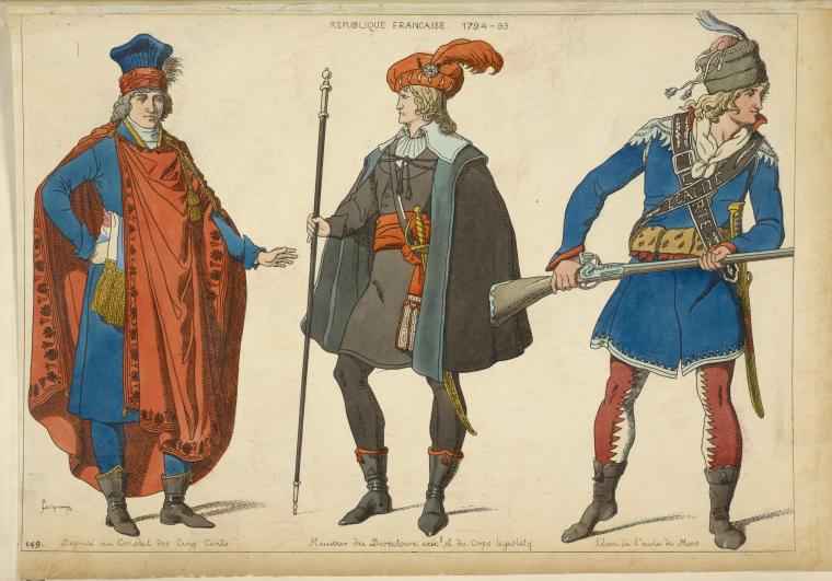 Republique Francaise. 1794-99. Deputé conseit des cinq cents. Huissier du directoire exéc[utif], et du corps legislatif. Elève de l'ecole de Mars.