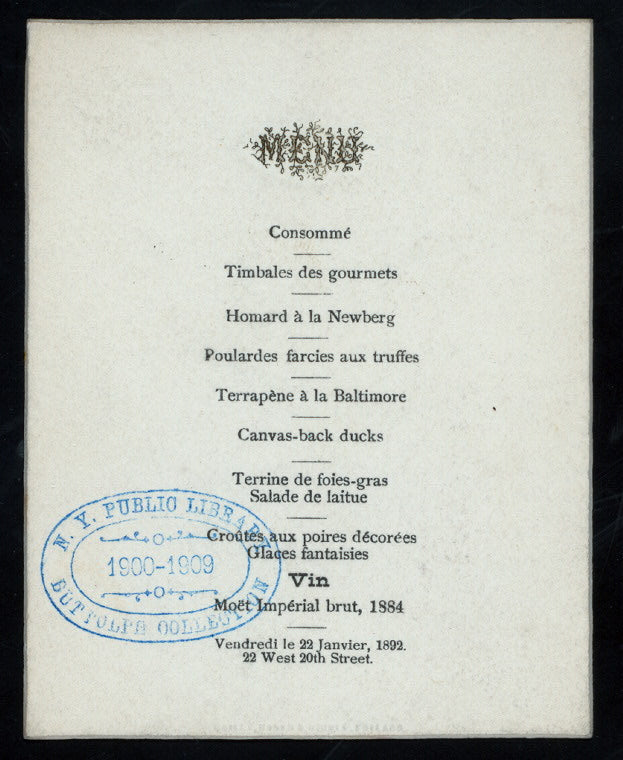 RECEPTION AND BALL [held by] MRS. BRADLEY MARTIN [at] "22 WEST 20TH ST. NEW YORK, NY" (PRIVATE HOME)