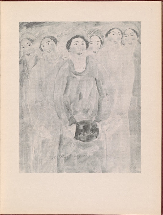 Group of women one wearing a fur muff