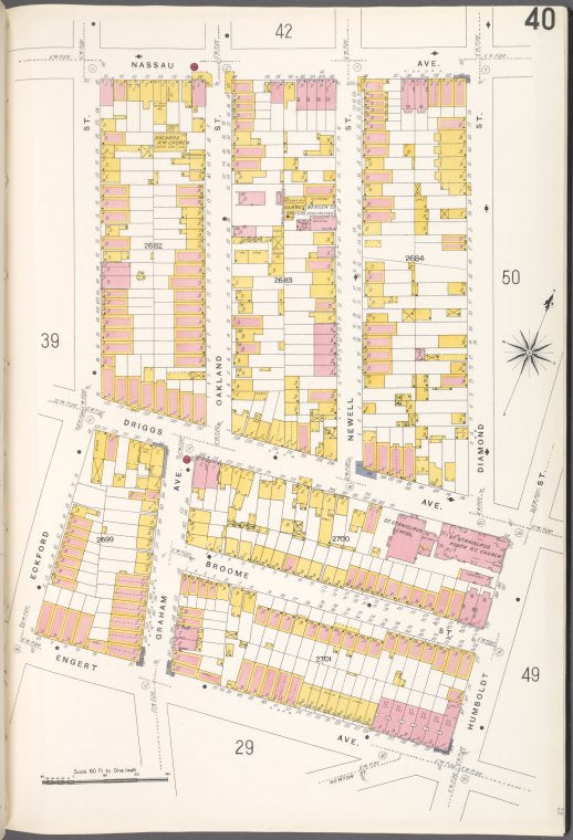 Brooklyn V. 4, Plate No. 40 [Map bounded by Nassau Ave., Diamond St., Humboldt St., Engert Ave., Eckford St.]
