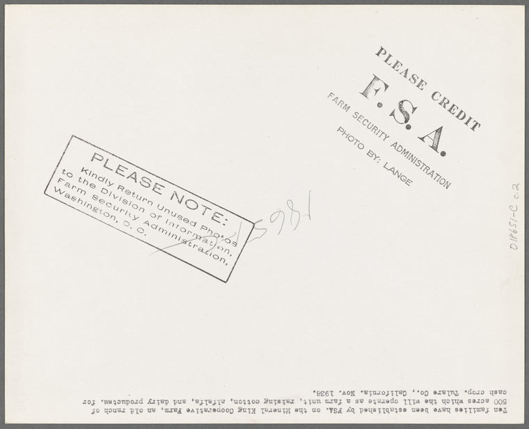 Visalia (vicinity), Tulare County, California. The Farm Security Administration. Miners's cooperative farm. Ten families have been established on the old ranch of 500 acres ... raising cotton alfalfa and dairy products for cash crops