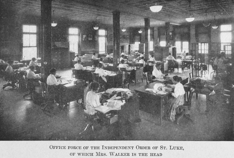 Office force of the Independent Order of St. Luke, of which Mrs. Walker is the head.