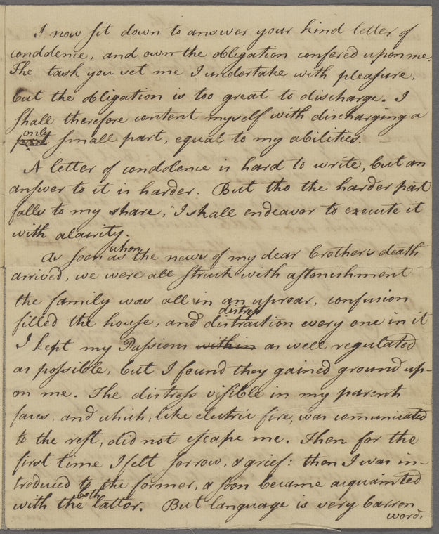 Joseph Hawley's draft letter concerning the death of his brother Elisha Hawley