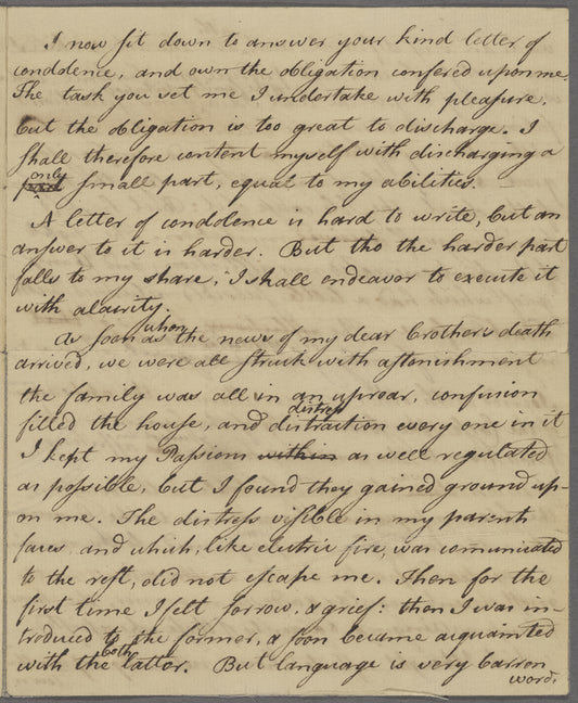 Joseph Hawley's draft letter concerning the death of his brother Elisha Hawley