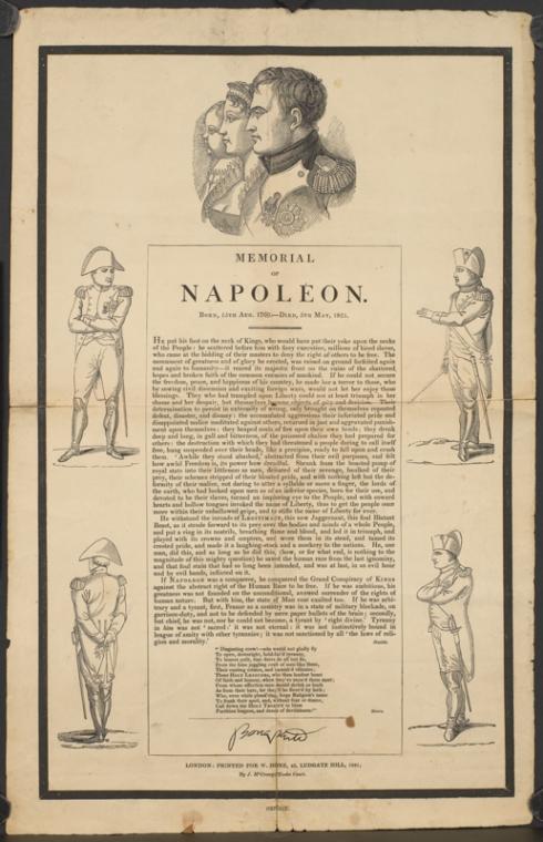 Memorial of Napoleon: Born, 15th Aug. 1769 -- Died, 5th May, 1821