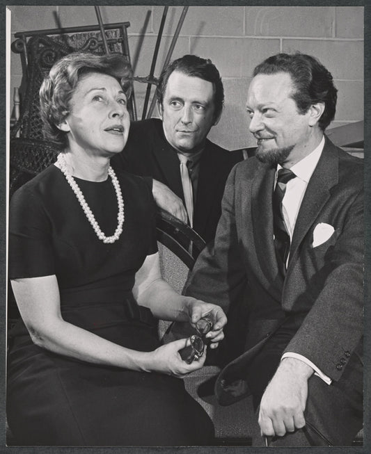 Carmen Mathews, Fritz Weaver and Alfred Drake in rehearsal for the stage production Lorenzo
