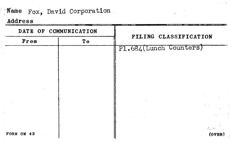 Fox, David Corporation