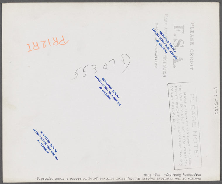 Members of the Primitive Baptist Church, after services, going to attend a creek baptizing. Morehead, Kentucky.