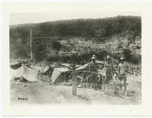 Spanish prisoners in U.S. prison camp, Siboney, Cuba, 1898.