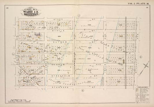 Map bound by Starr St., Wyckoff Ave., Stanhope St., Central Ave.; Including Myrtle St., Suydam St., Elm St., De Kalb Ave., Stockholm St., Myrtle Ave., Hamburg St., Knickerbocker Ave., Irving Ave.