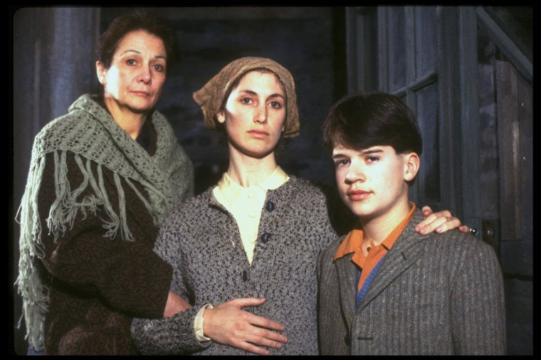 Actors (L-R) Betty Miller, Katherine Borowitz & Jeremy Peter Johnson in a scene fr. the American Place Theatre prod. of the play, "Before The Dawn." (New York)