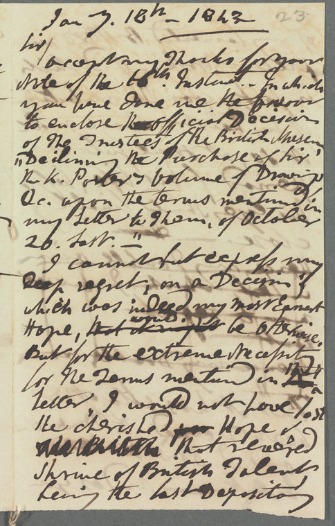Jane Porter to Josiah Forshall, autograph letter signed (copy)