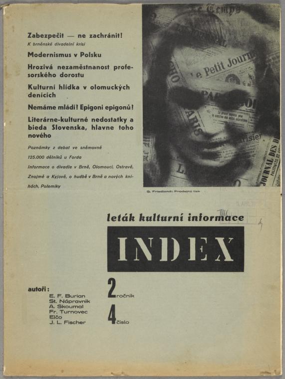 Index : leták kulturní informace. 2 roč., 4čís.; S. Friedland : Prodejný tisk.