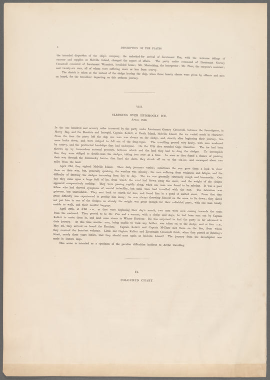 A series of eight sketches in colour ... by Lieut ... Cresswell, of the voyage of H.M.S. Investigator (Captain M'Clure), during the discovery of the northwest passage