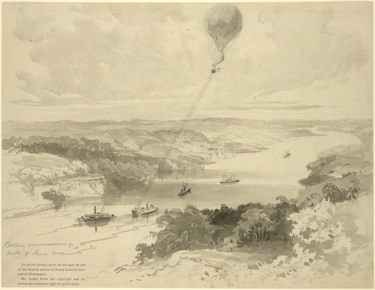 Balloon reconnaissance on banks of James River