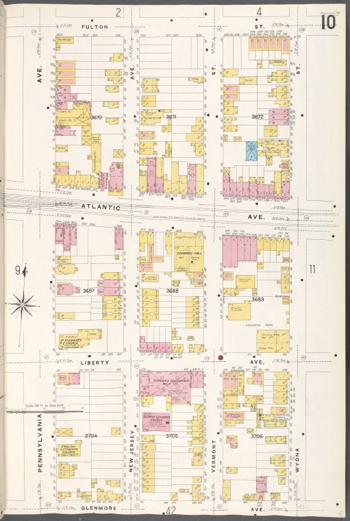 Brooklyn V. 8, Plate No. 10 [Map bounded by Fulton St., Wyona St., Glenmore Ave., Pennsylvania Ave.]