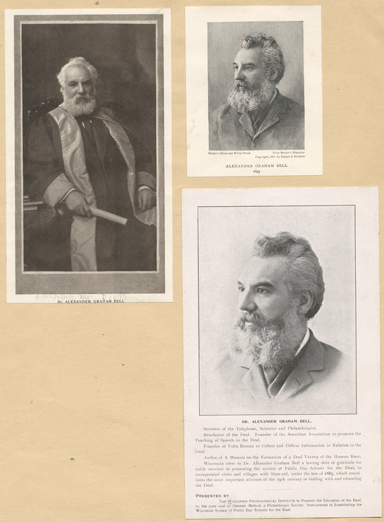 Alexander Graham Bell [a sheet with three portraits].