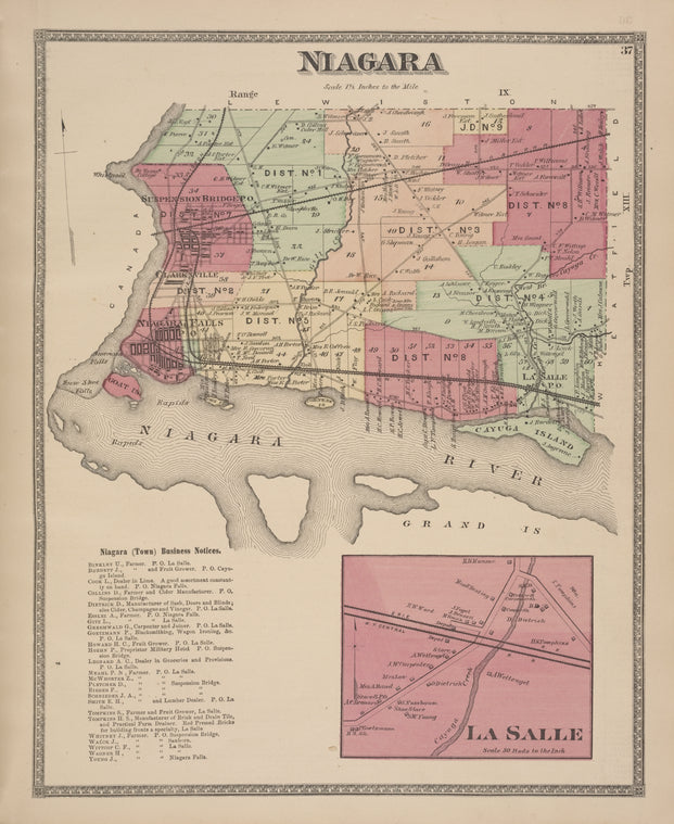 Niagara [Township]; Niagara (Town) Business Notices; La Salle [Village]