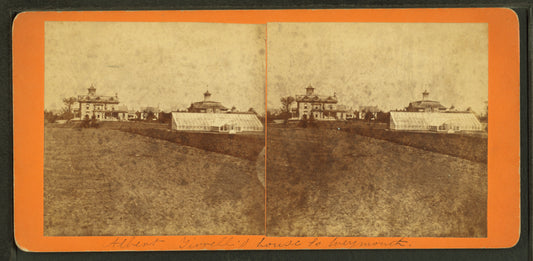 Albert Tirrell's house in South Weymouth, showing house and greenhouse.