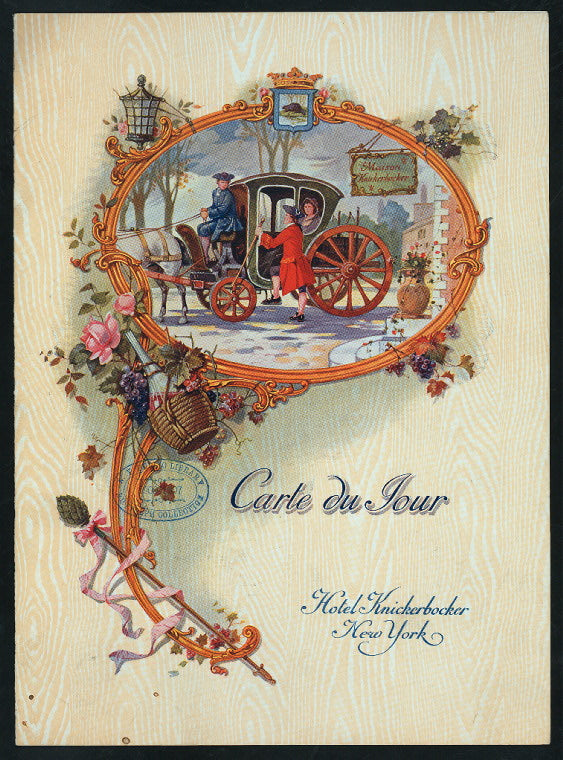 DINNER [held by] HOTEL KNICKERBOCKER [at] "NEW YORK, NY" (HOTEL;)