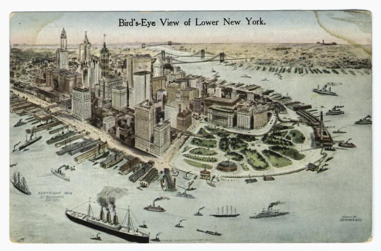 Bird's eye view of lower New York