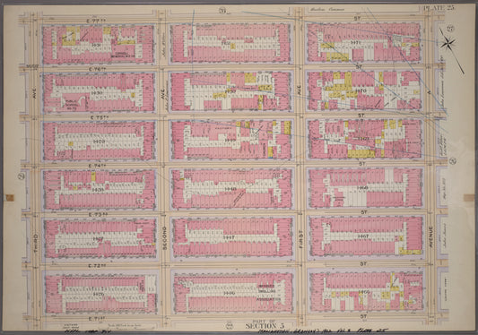 Plate 25, Part of Section 5: [Bounded by E. 77th Street, Avenue A, E.71st Street and Third Avenue]