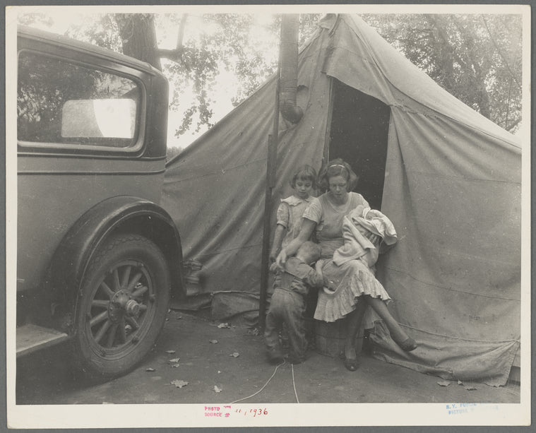 Mother and three children in a California squatter camp