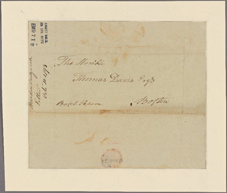 Letter to Thomas Davis, Boston