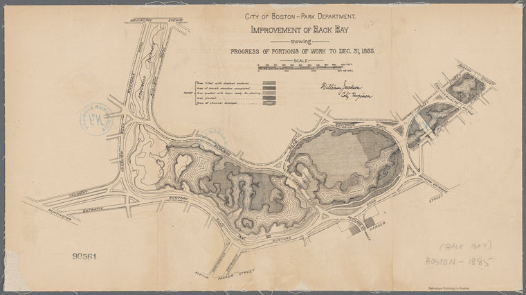 Improvement of Back Bay: showing progress of portions of work to Dec. 31, 1885