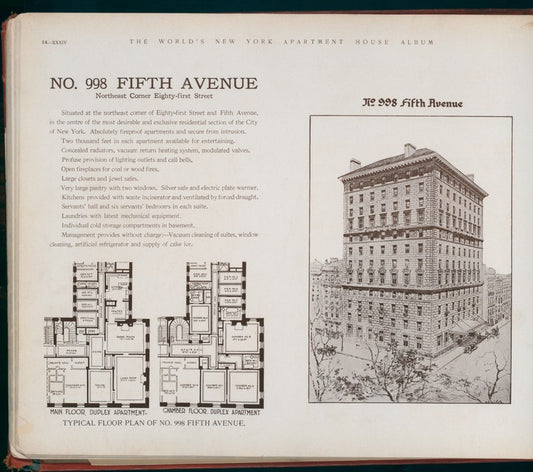 No. 998 Fifth Avenue. Northeast Corner Eighty-first Street.