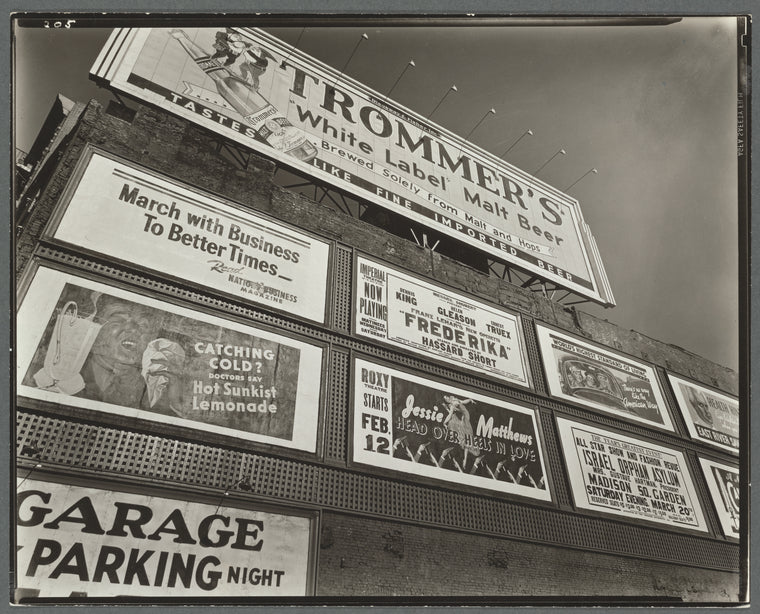 Advertisements: 1937, East Houston Street and Second Avenue
