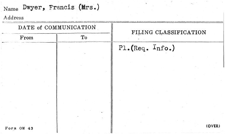Dwyer, Francis (Mrs.)