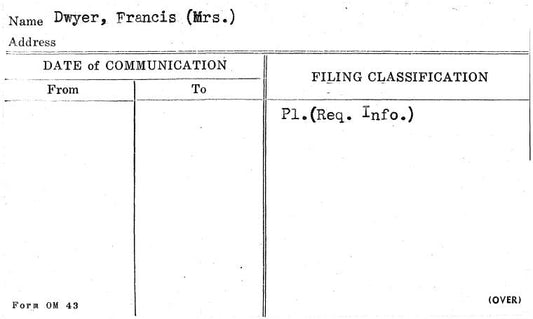 Dwyer, Francis (Mrs.)