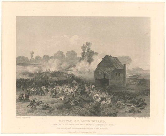 Battle of Long Island : retreat of the Americans under Gen. Stirling across Gowanus Creek.