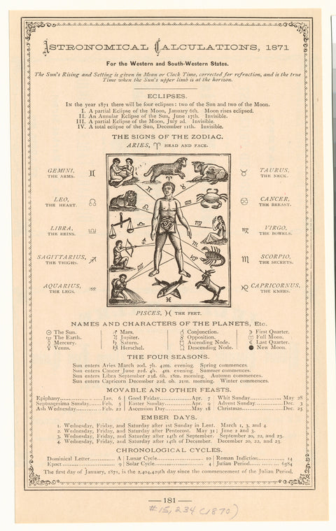 Astronomical calculations, 1871