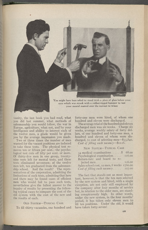 You might have been asked to stand with a plate of glass before your before your eyes which was struck with a rubber-tipped hammer to test your mental control over the instinct to wince