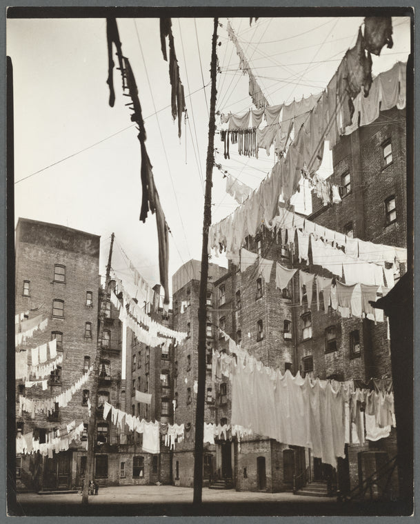 Court of first model tenement house in New York