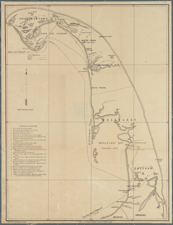 [Map of eastern Cape Cod, Massachusetts]: for J.K. Wiggin's edition of Mourt's Relations, 1865